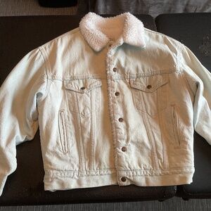 LEVI authentic orange tab sherpa lined denim jacket size small